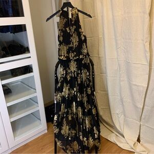 MSK Black and Gold One Shoulder Gown